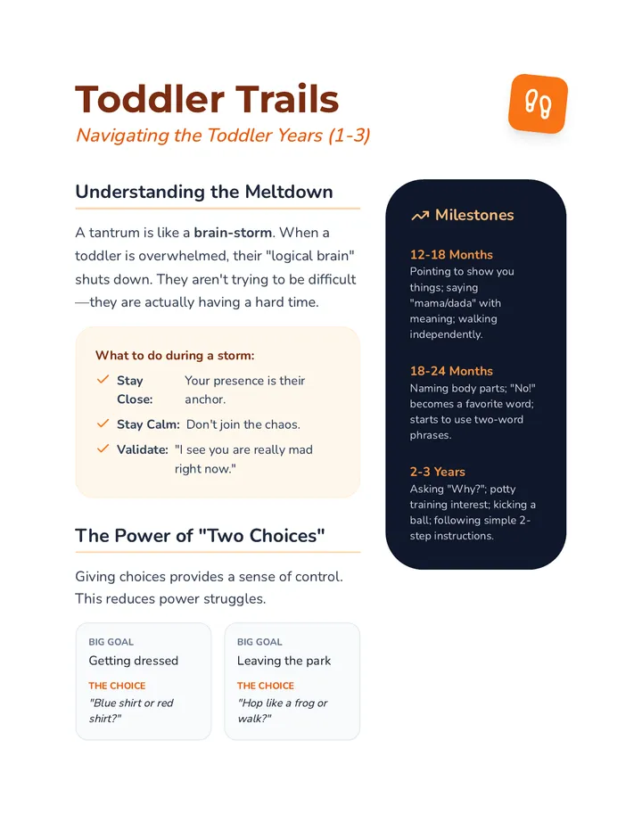 Toddler Milestones Parent Handout