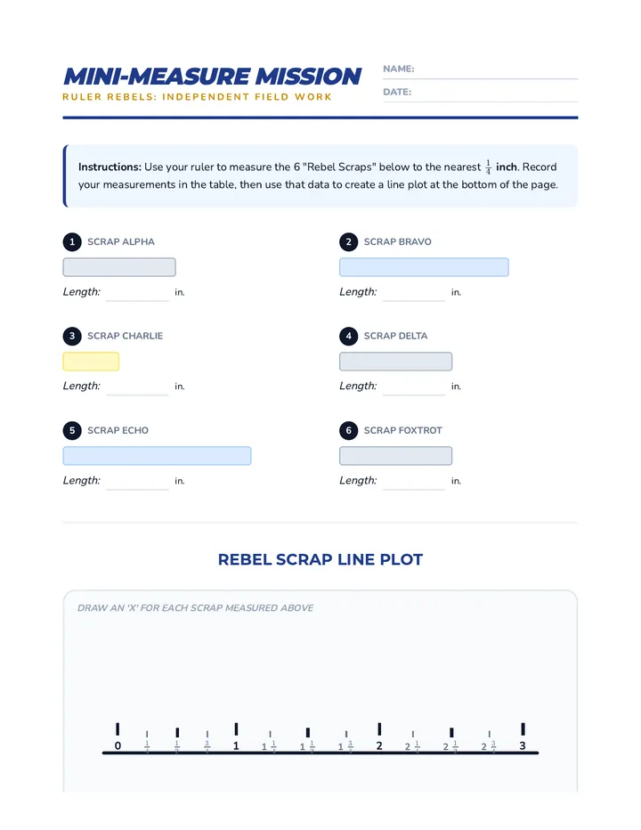 Mini Measure Worksheet