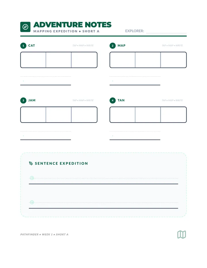 Short a Mapping Worksheet