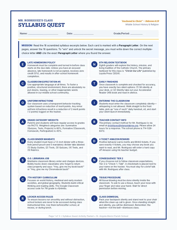 Syllabus Quest Activity
