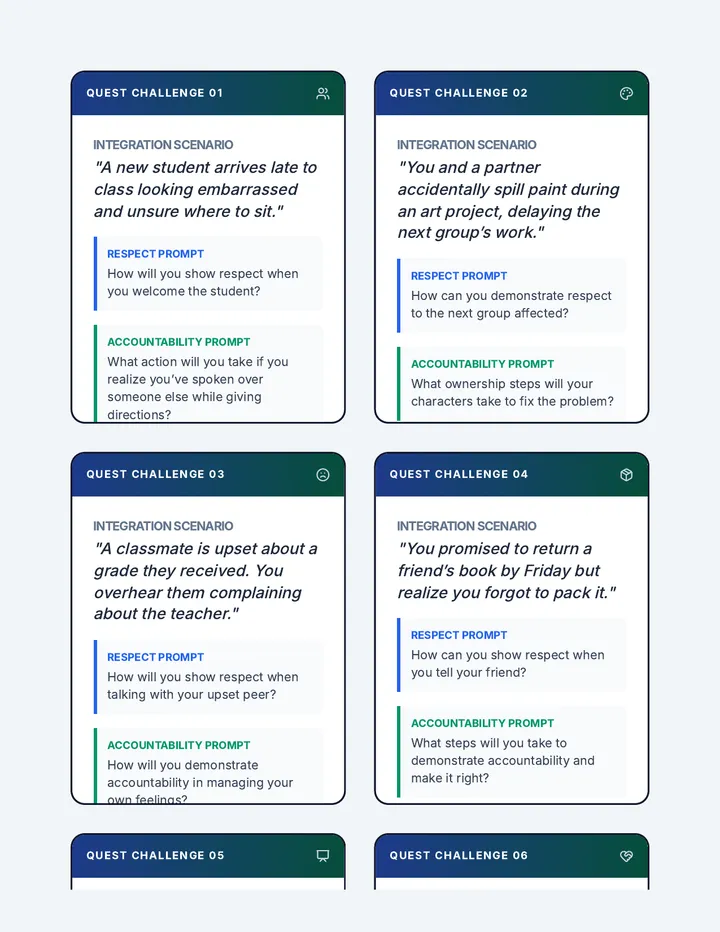 Respect and Accountability Challenge Cards
