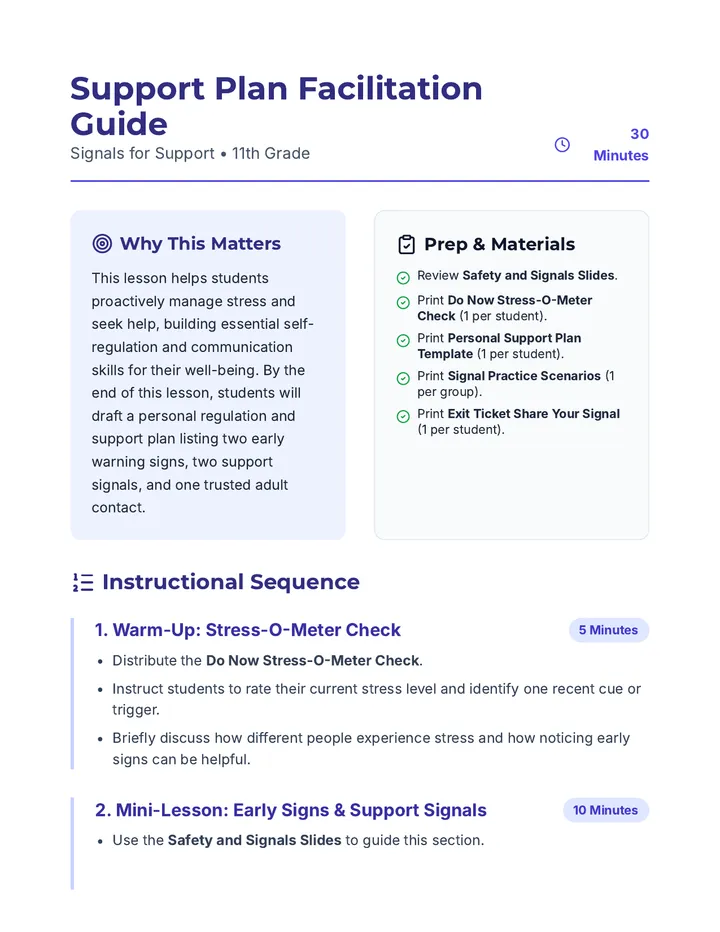 Support Plan Facilitation Guide