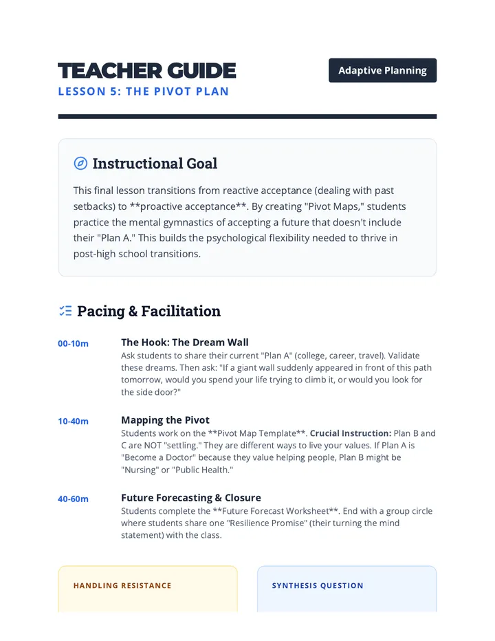 Pivot Plan Teacher Guide