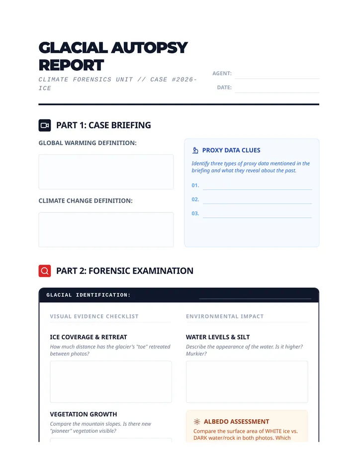 Glacial Autopsy Worksheet