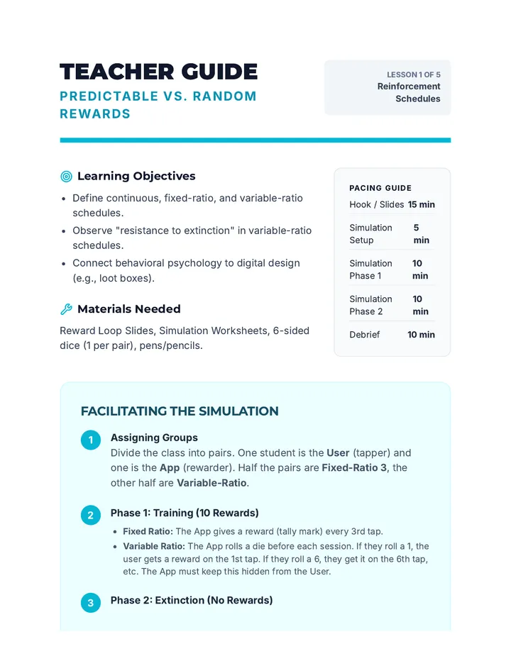 Reinforcement Simulation Teacher Guide
