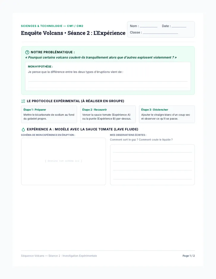 Fiche Activité Volcans Séance 2