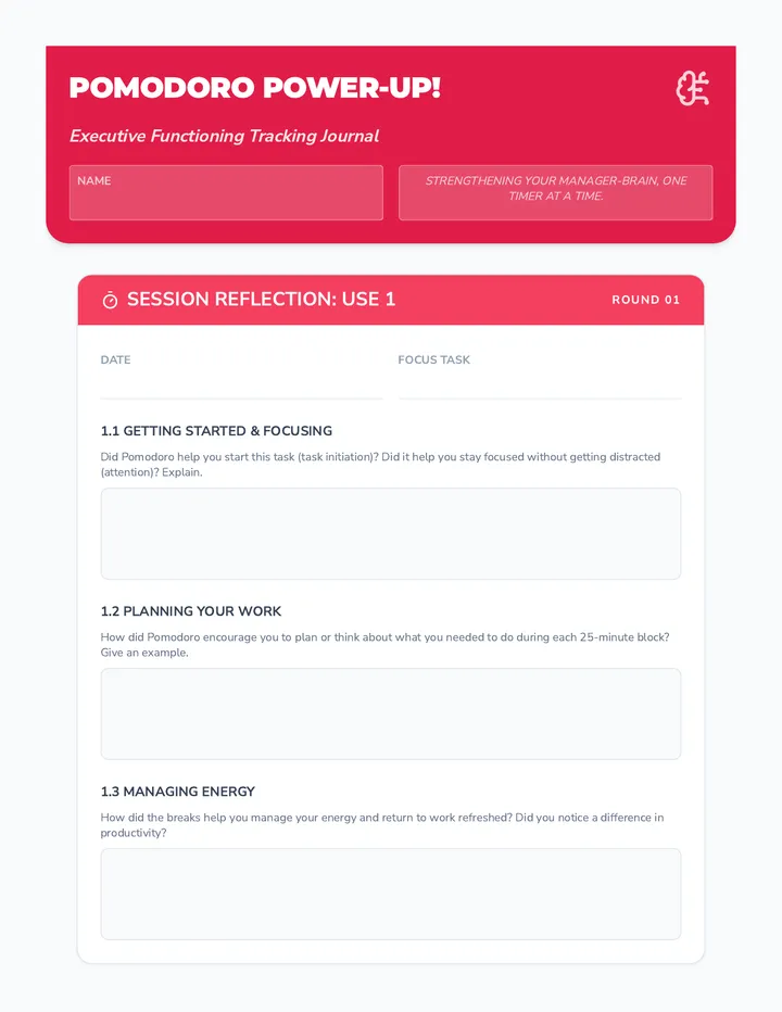 Executive Functioning Tracking Journal
