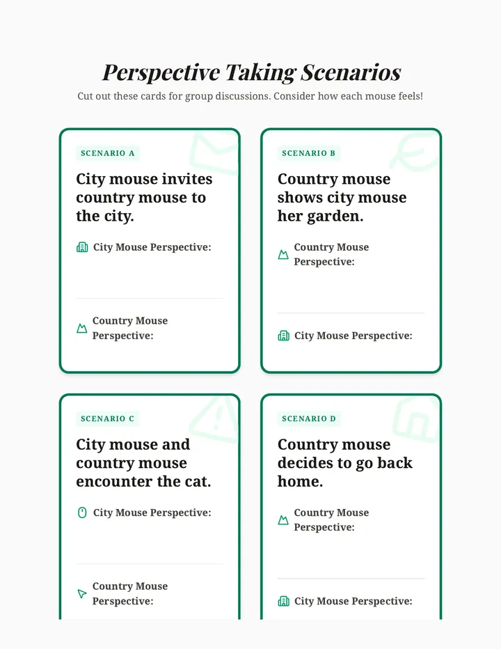 Mouse Perspective Scenarios Worksheet