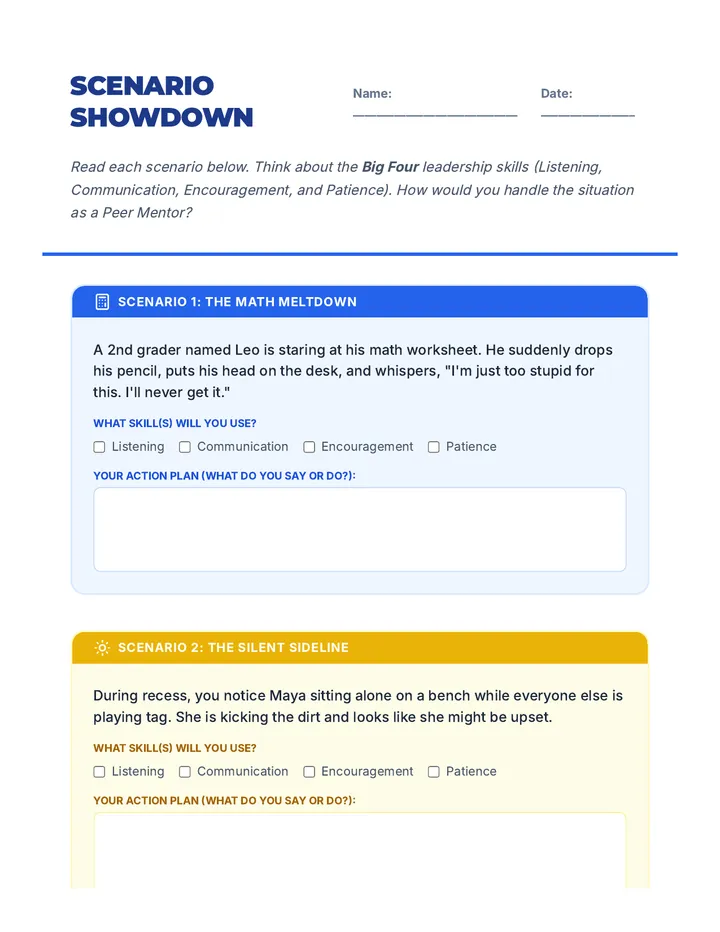 Scenario Showdown Worksheet