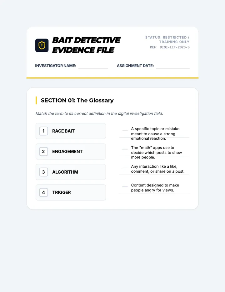 Bait Detective Worksheet