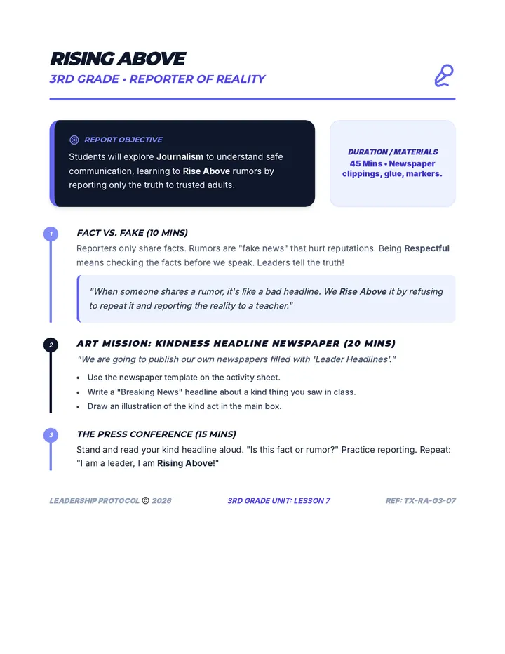 Rising Above Reporter Teacher Guide