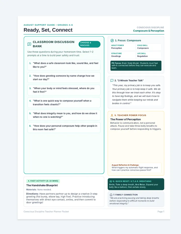 Conscious Discipline Monthly Guides page 1