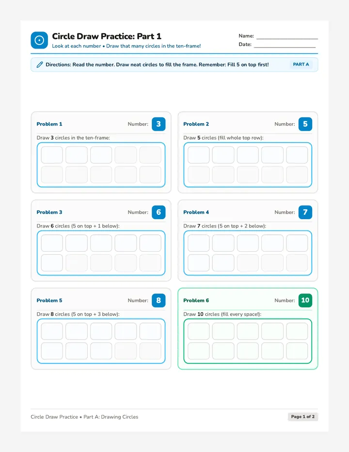 Circle Draw Practice Worksheet