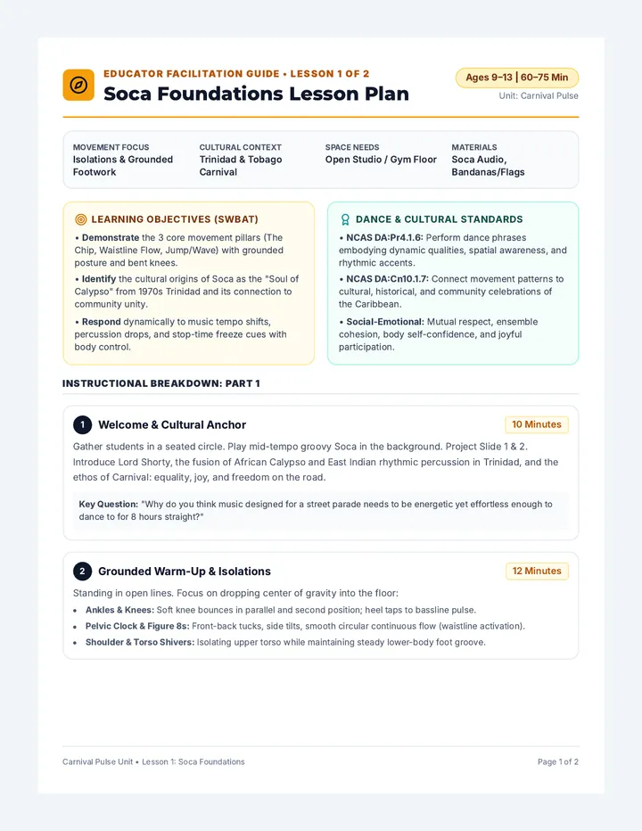Soca Foundations Lesson Plan