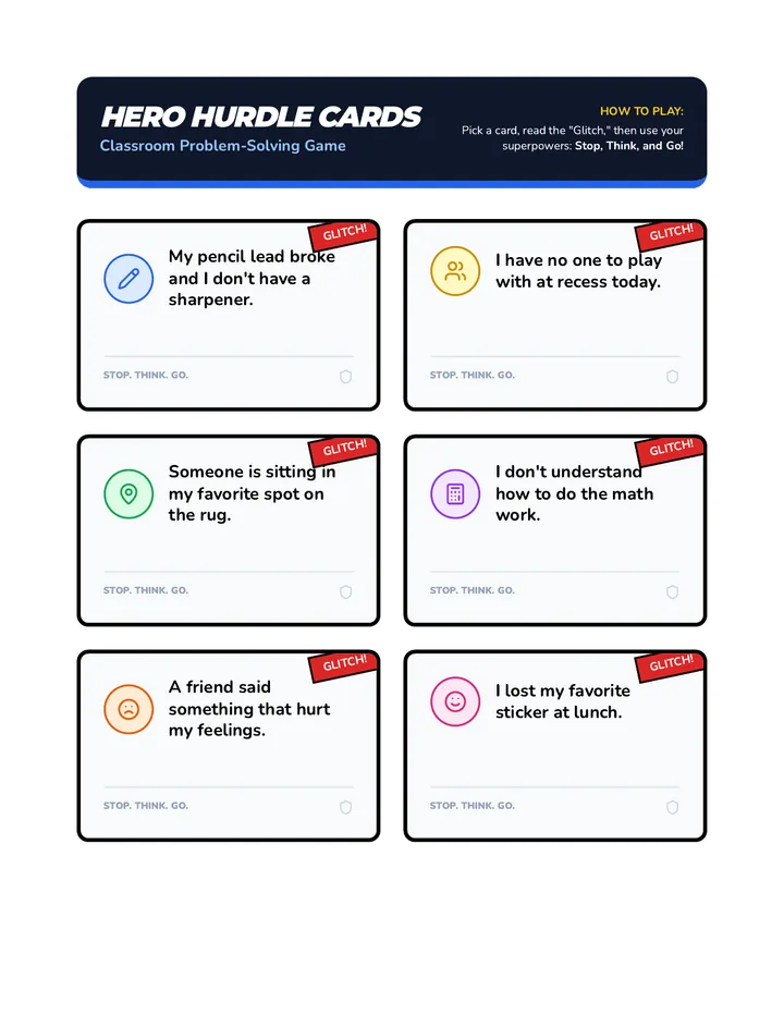 Hero Hurdle Game Cards