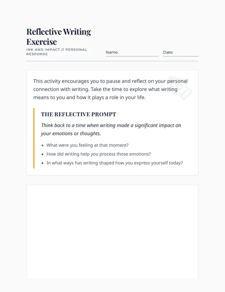 Reflective Writing Exercise Activity