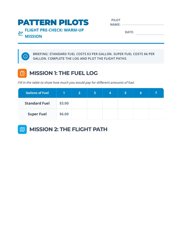 Pattern Pilots Worksheet