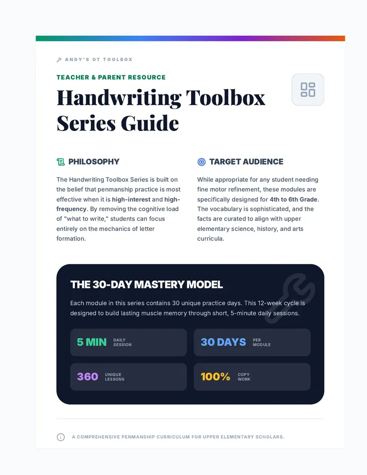 Handwriting Toolbox Series Guide