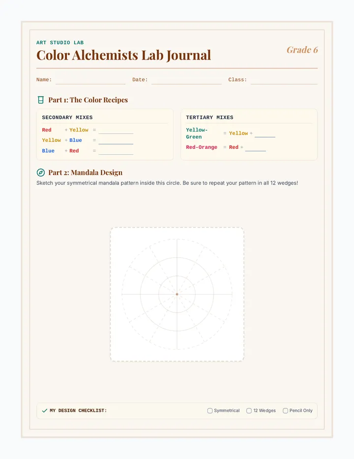 Color Alchemists Lab Worksheet