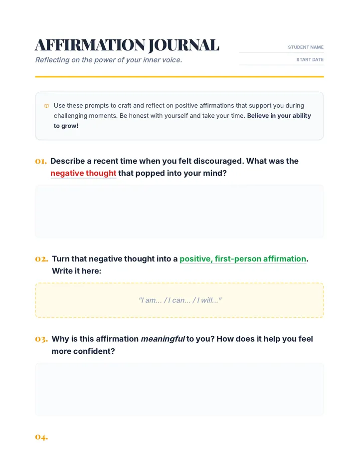 Affirmation Development Journal Document