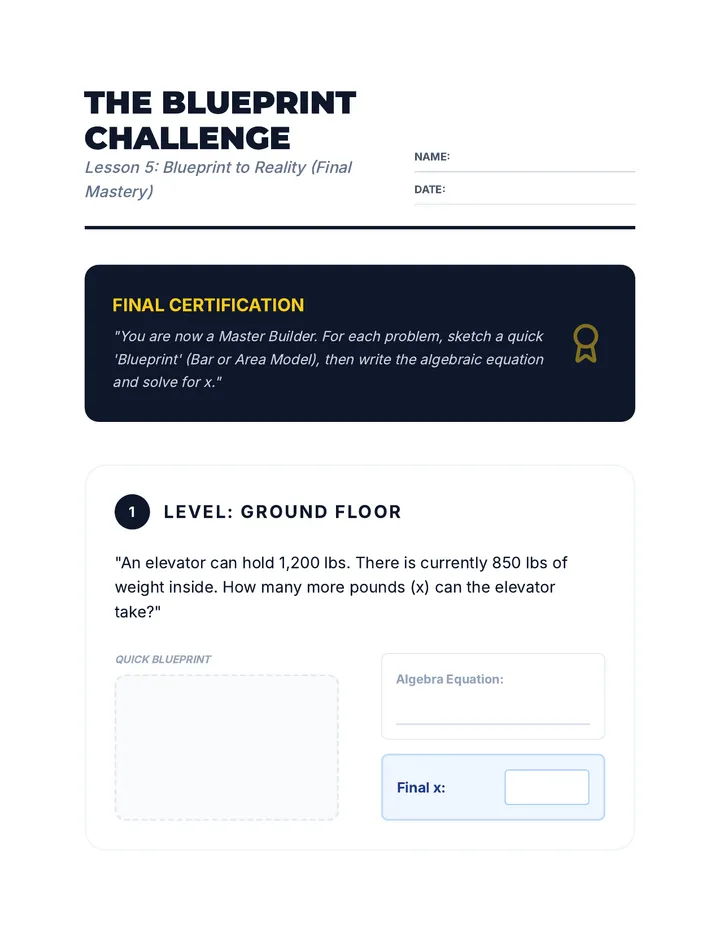 Blueprint Mastery Challenge Worksheet
