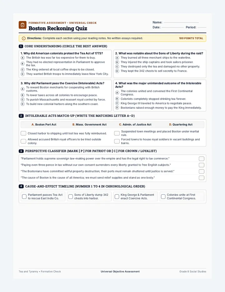 Boston Reckoning Quiz