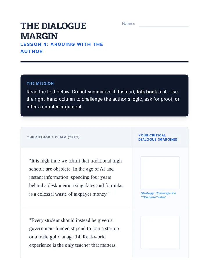 Critical Dialogue Handout