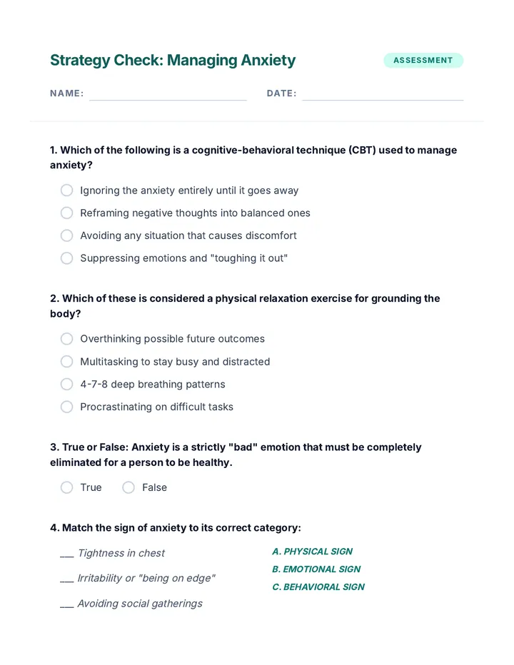 Strategy Check Quiz