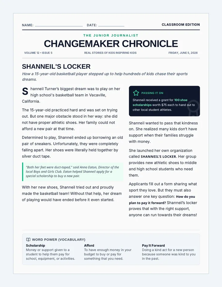 Care Lockers Worksheet
