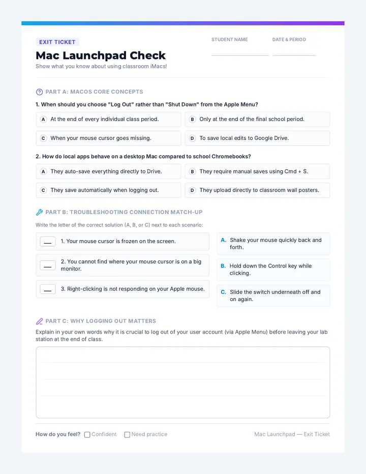Mac Launchpad Exit Ticket