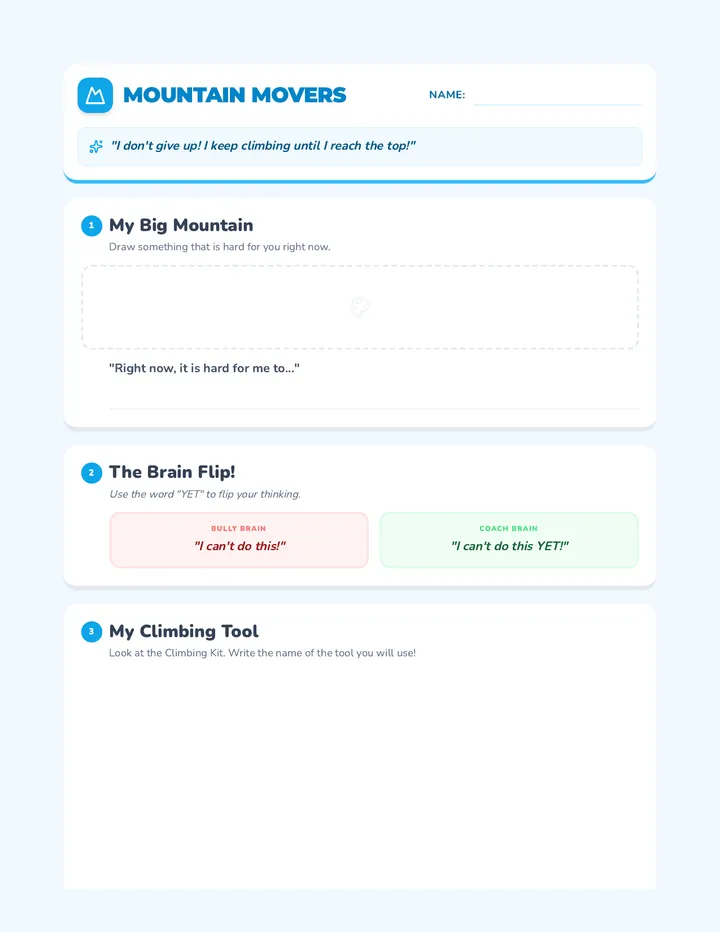 Mountain Movers Worksheet One Page