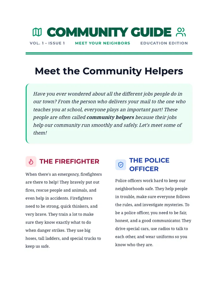 Meet the Community Helpers Reading