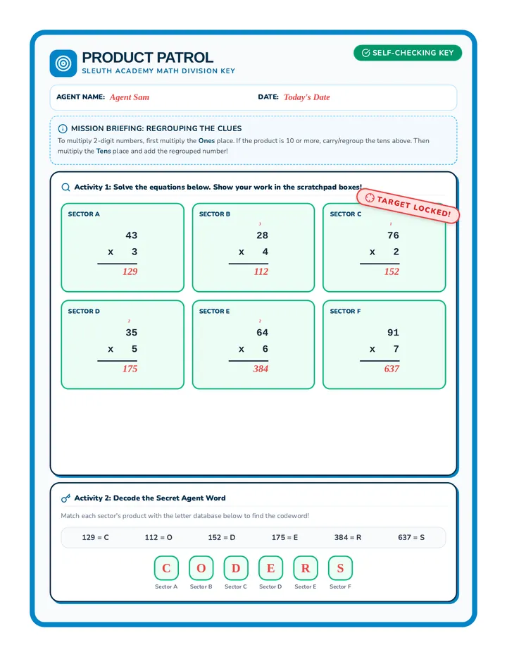 Double Digit Answer Key