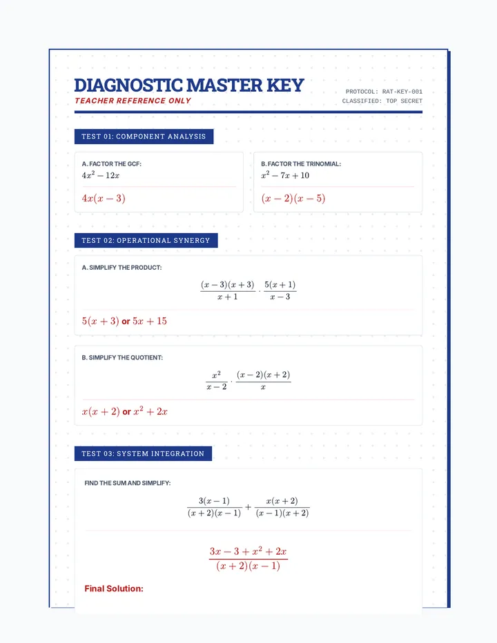 Rational Diagnostic Answer Key