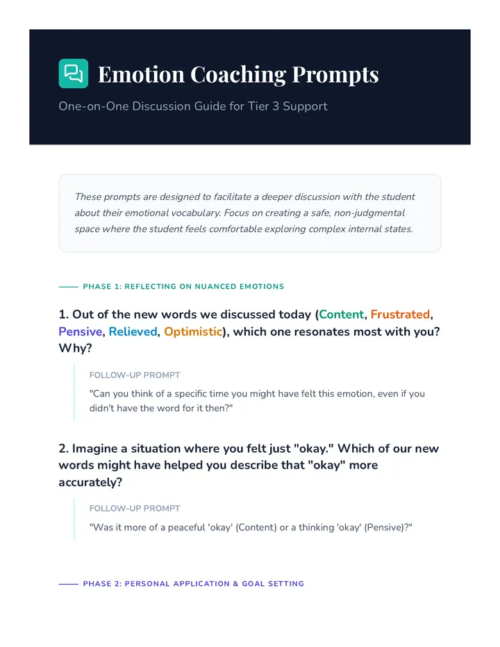Emotion Coaching Prompts Guide