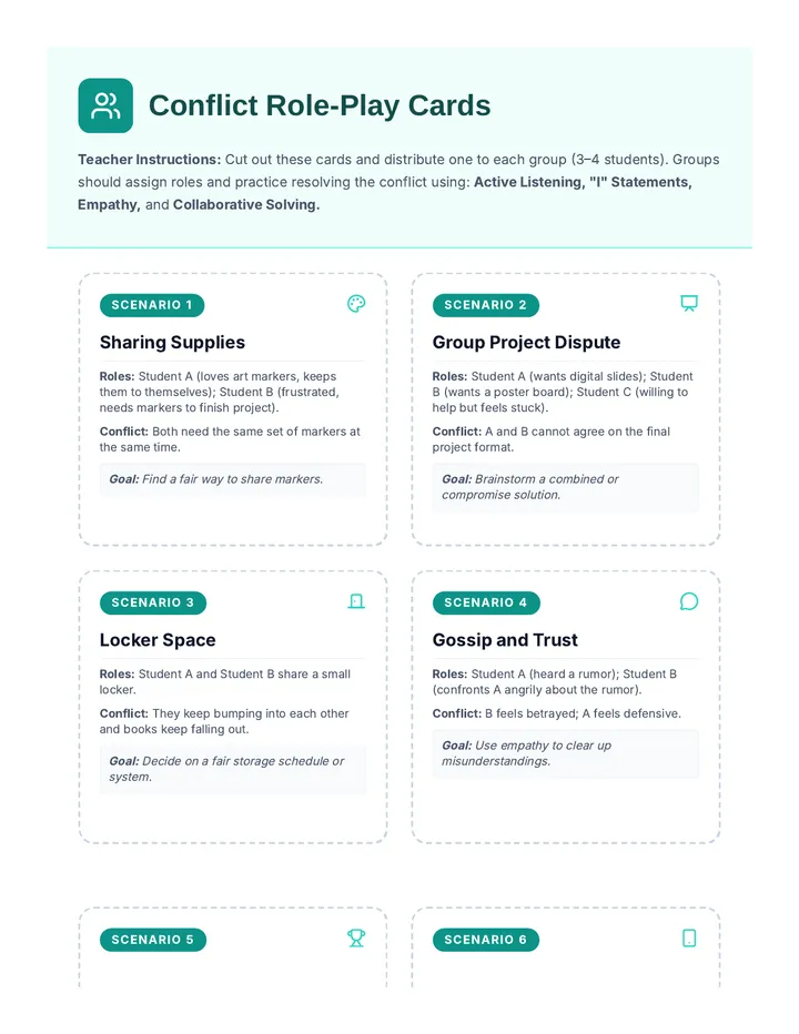 Conflict Role Play Cards