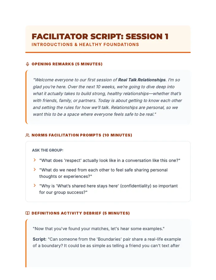 Session 1 Facilitator Script