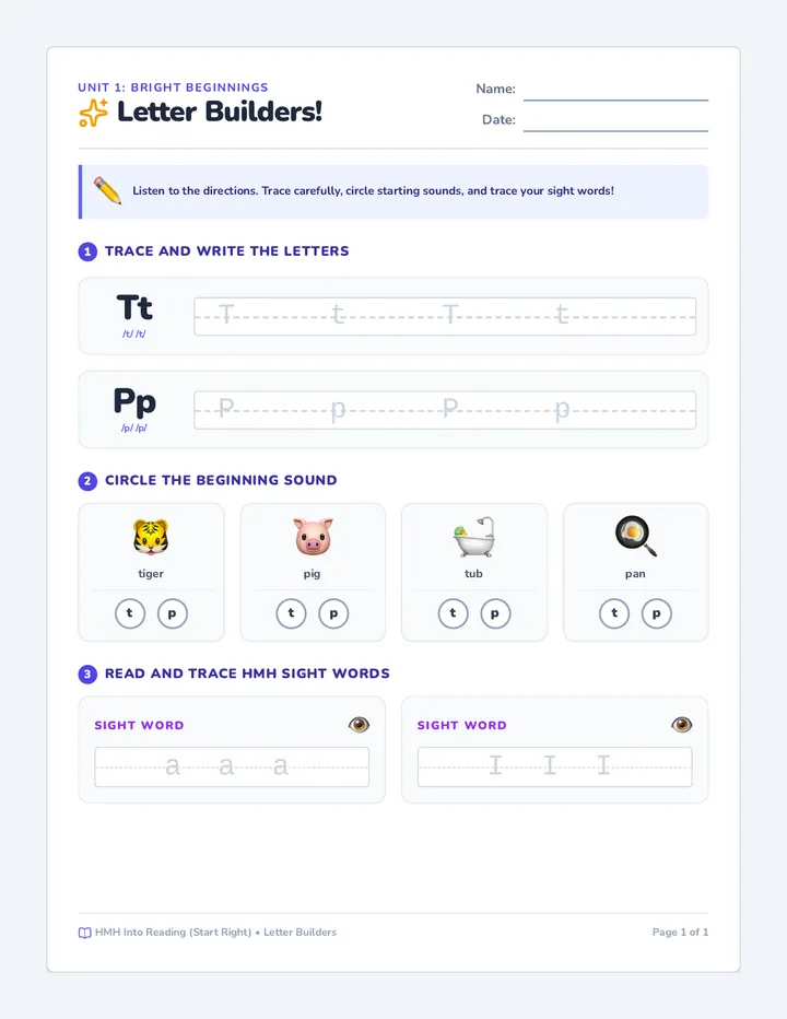Letter Builders Worksheet