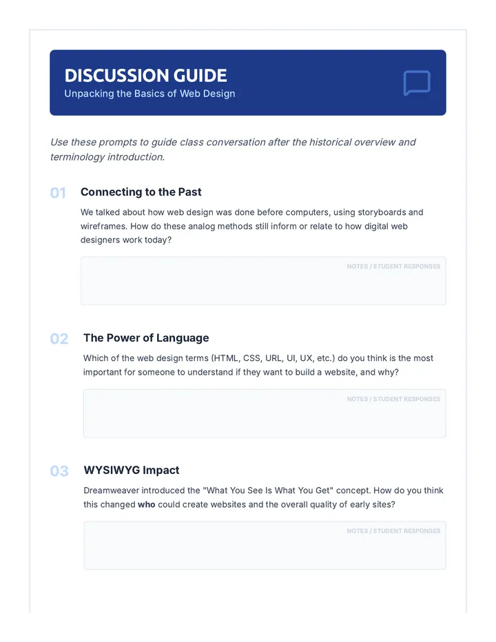 Web Design Discussion Prompts