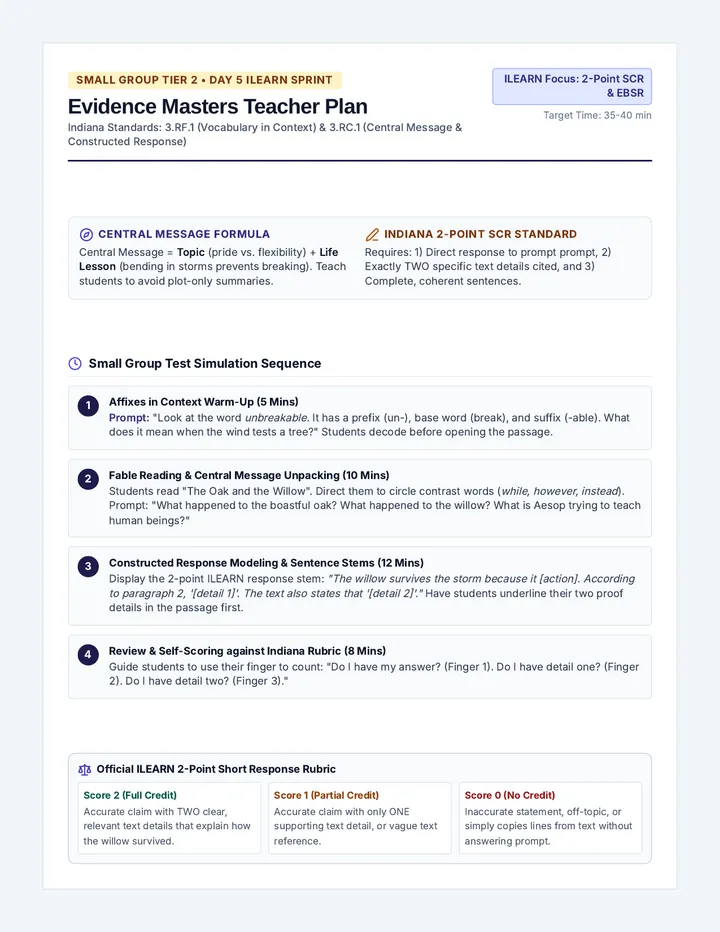 Evidence Masters Teacher Plan