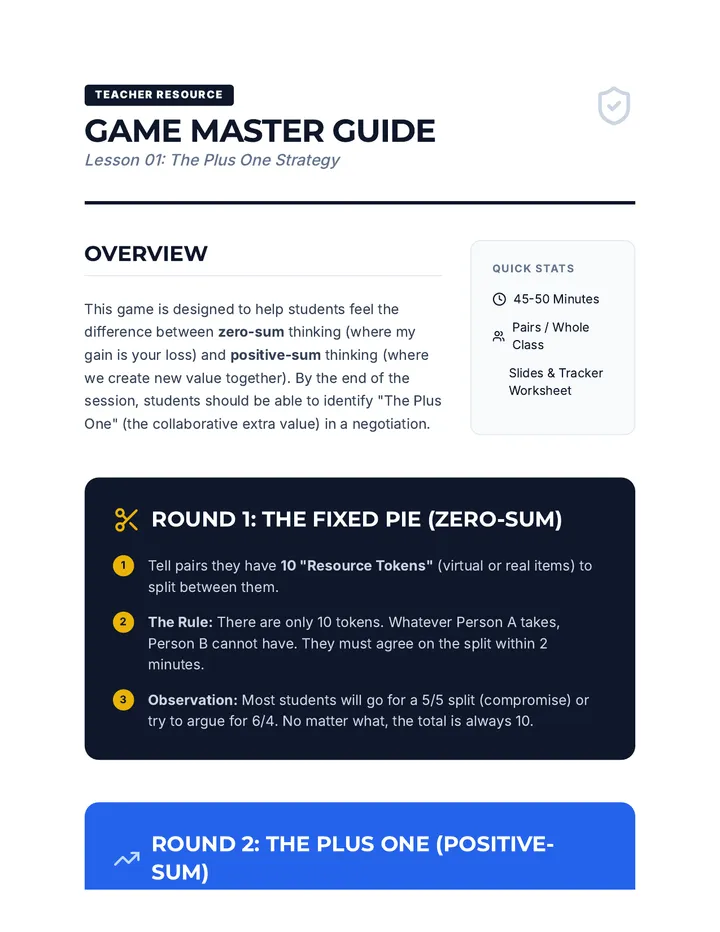Game Master Guide Lesson 1