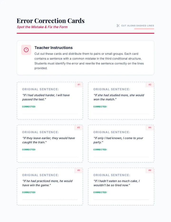 Error Correction Activity Cards