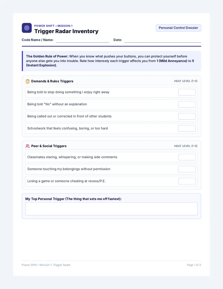Trigger Radar Student Worksheet