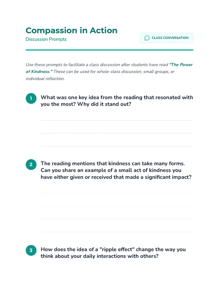 Compassion in Action Discussion Prompts