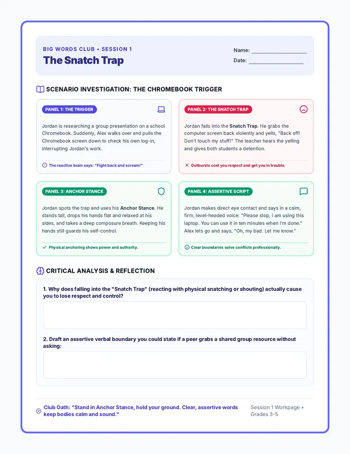 Snatch Trap Story Worksheet