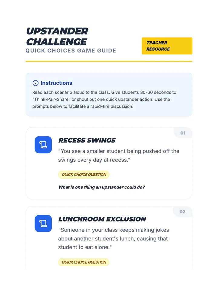 Upstander Challenge Game Guide