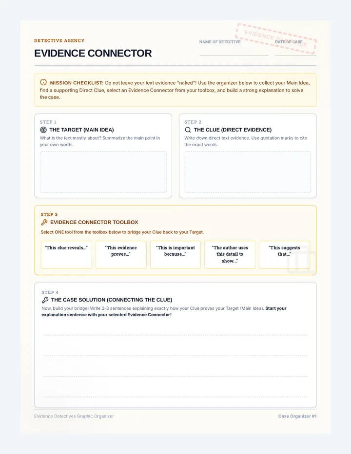 Evidence Connector Graphic Organizer