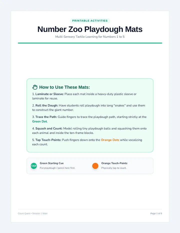 Number Zoo Playdough Mats