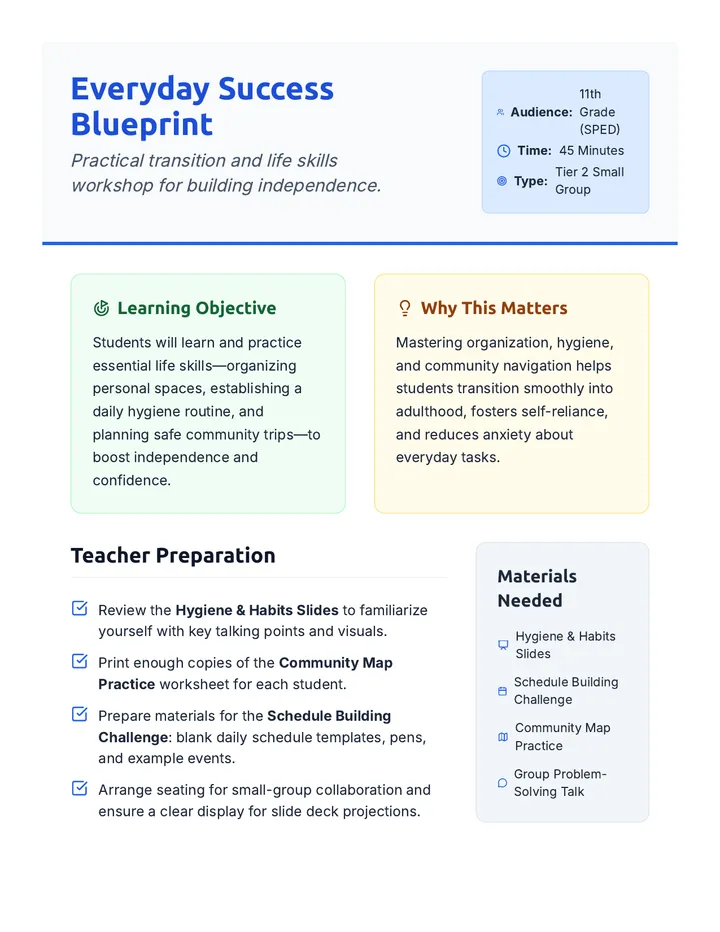 Everyday Success Blueprint Lesson Plan