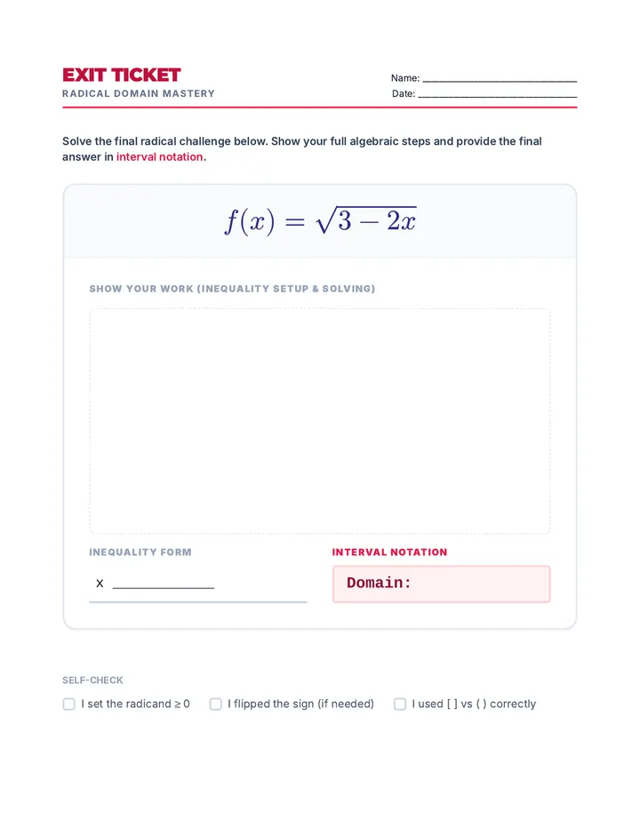 Radical Domain Exit Ticket